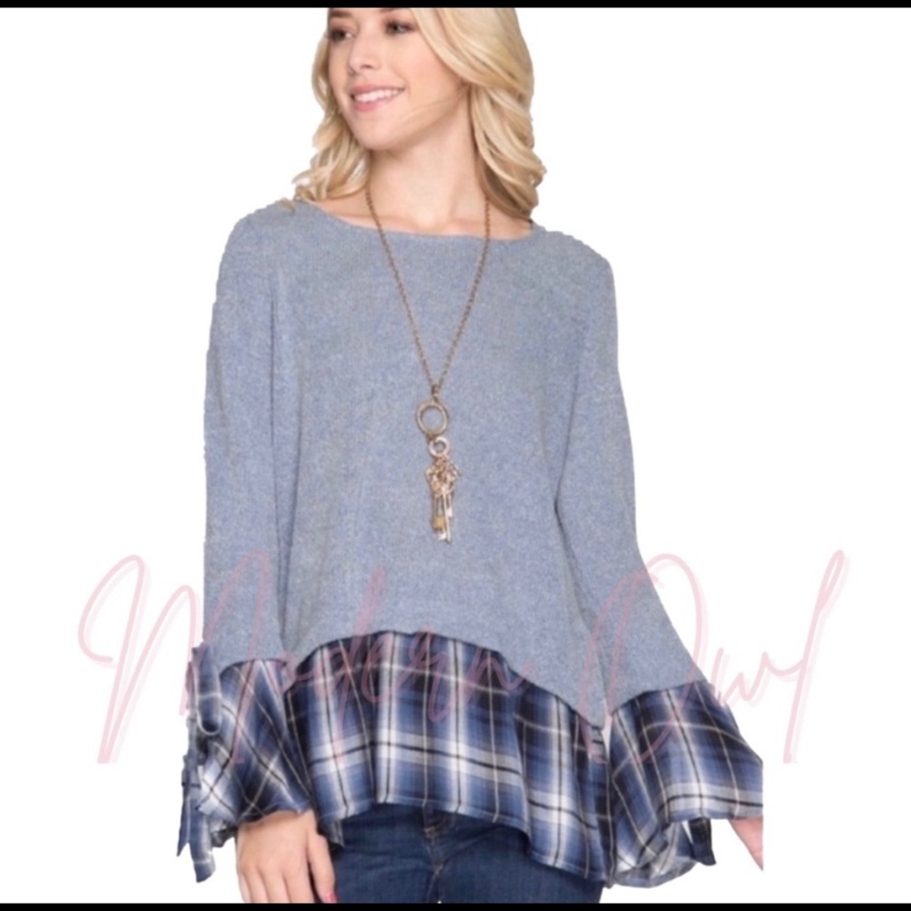 NWT Brand new Blue Sweater type blouse - Large only